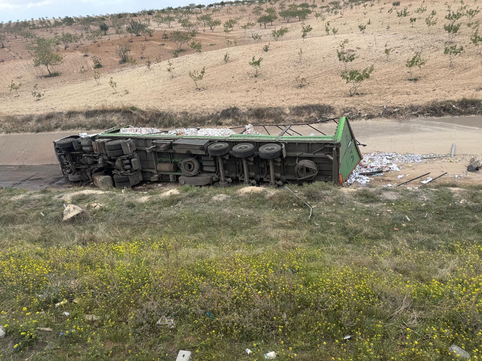 ŞANLIURFA'DA TIR ŞARANPOLE YUVARLANDI