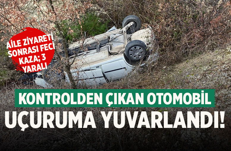 Denizli'de otomobil uçuruma uçtu; 3 yaralı